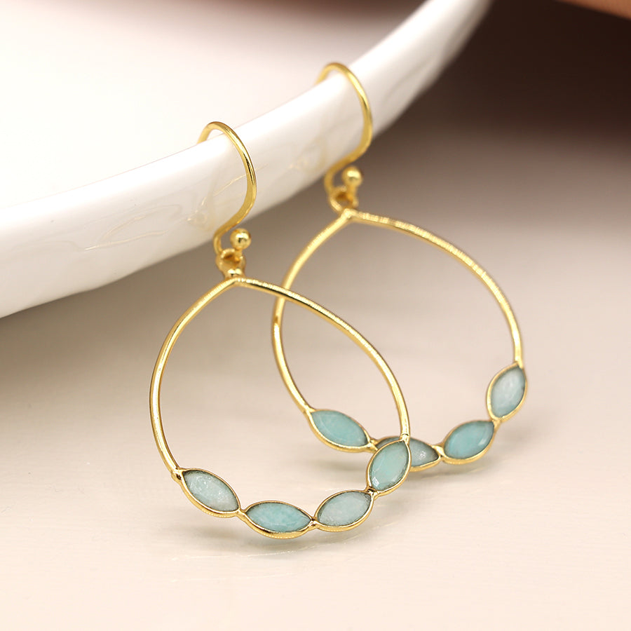 Amazonite Bezel Hoop Earrings - Jewellery - Scotland