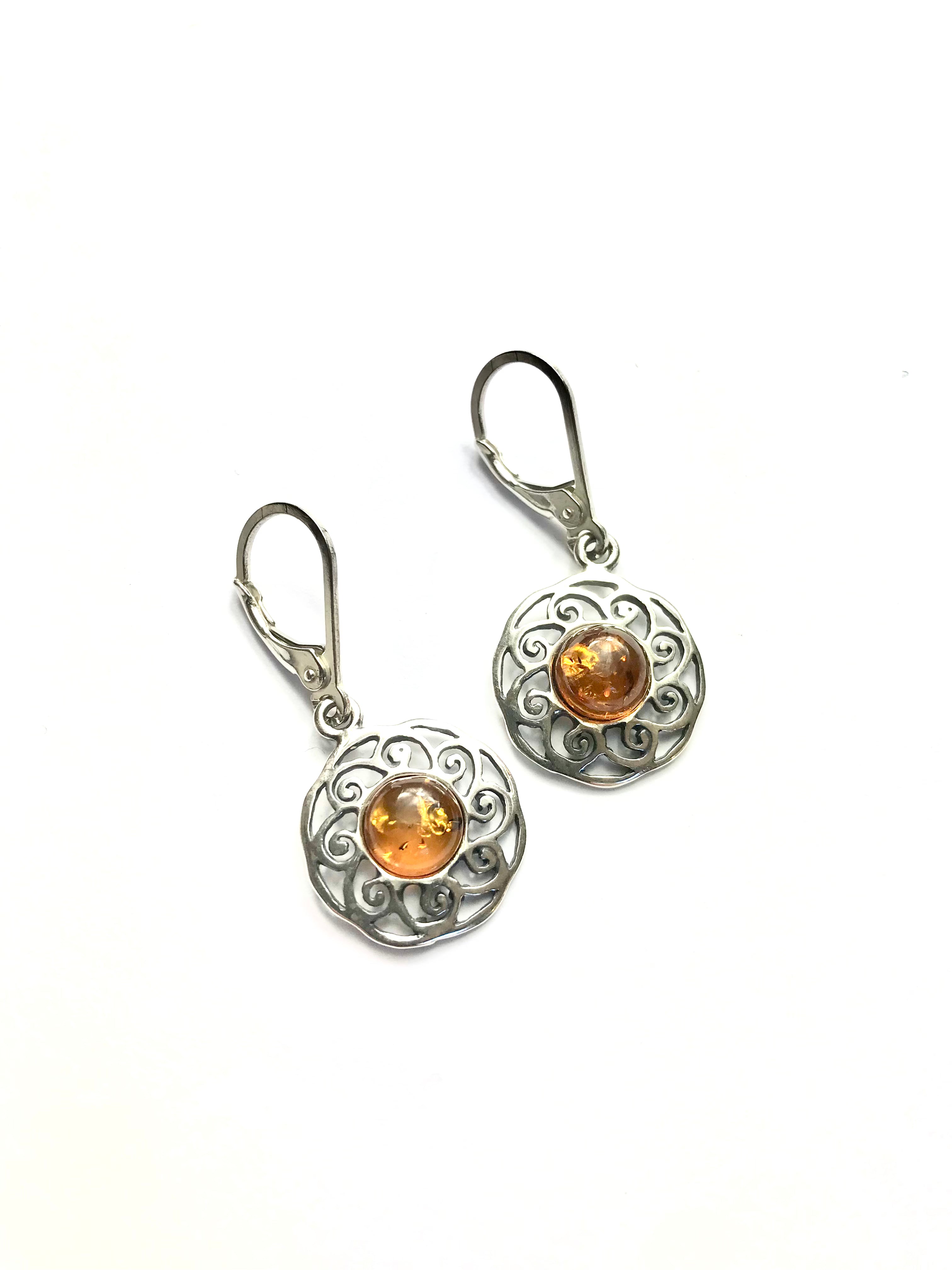 Amber Celtic Circle Drop Earrings - The Nancy Smillie Shop - Art, Jewellery & Designer Gifts Glasgow