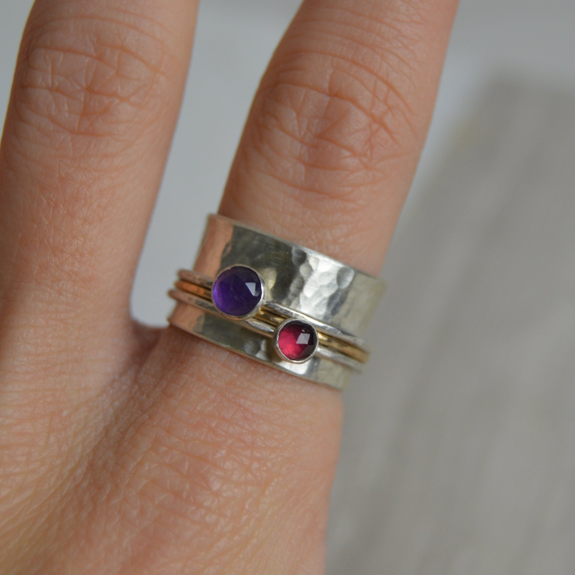 Amethyst & Garnet Spinning Ring -Made to Order - The Nancy Smillie Shop - Art, Jewellery & Designer Gifts Glasgow