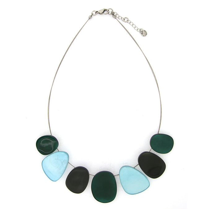 Aqua 7 Pebble Necklace - The Nancy Smillie Shop - Art, Jewellery & Designer Gifts Glasgow