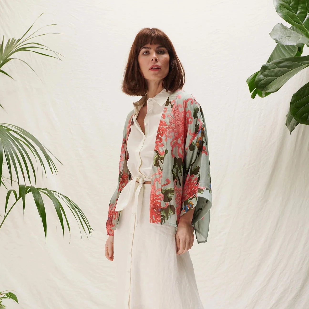 Aqua Chrysanthemum Kimono - The Nancy Smillie Shop - Art, Jewellery & Designer Gifts Glasgow