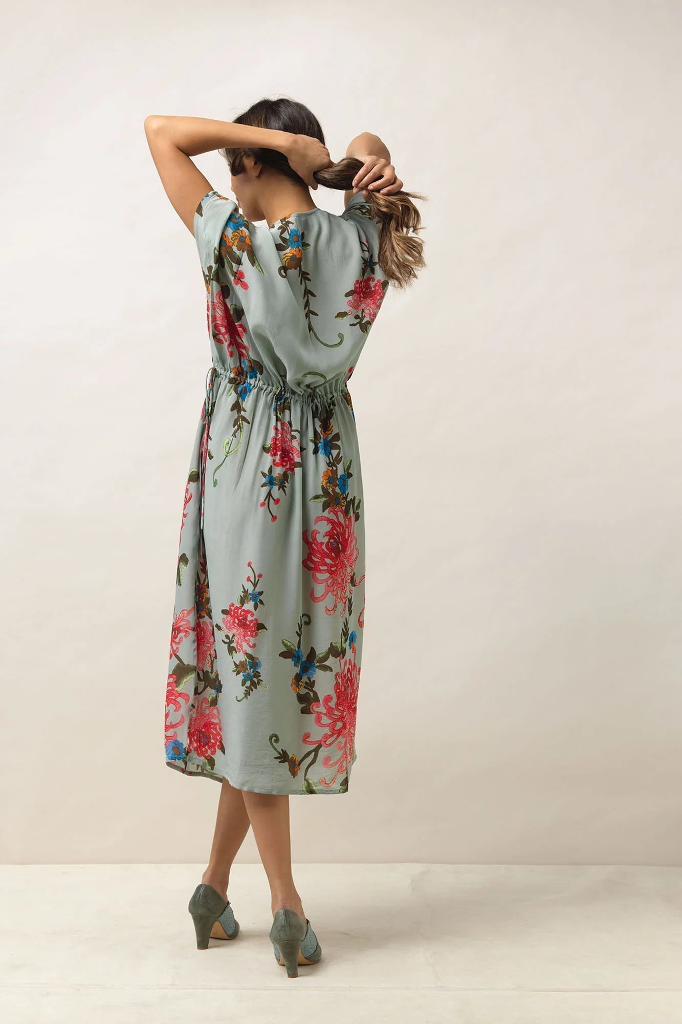 Aqua Chrysanthemum String Dress - The Nancy Smillie Shop - Art, Jewellery & Designer Gifts Glasgow