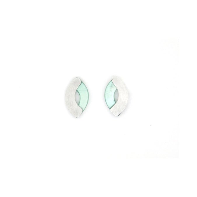 Aqua Organic Oval Studs - The Nancy Smillie Shop - Art, Jewellery & Designer Gifts Glasgow