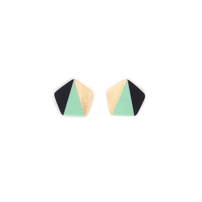 Aqua Pentagon Studs - The Nancy Smillie Shop - Art, Jewellery & Designer Gifts Glasgow