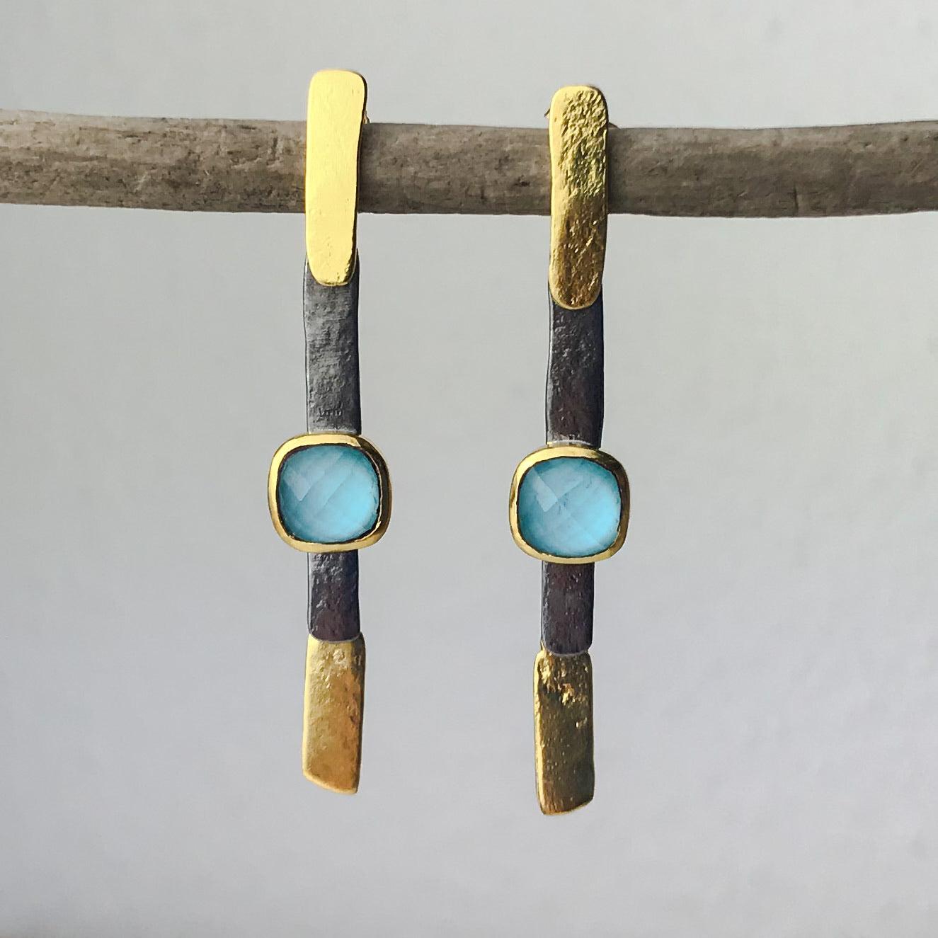 Aquamarine Natural Gemstone Drop Earrings - The Nancy Smillie Shop - Art, Jewellery & Designer Gifts Glasgow