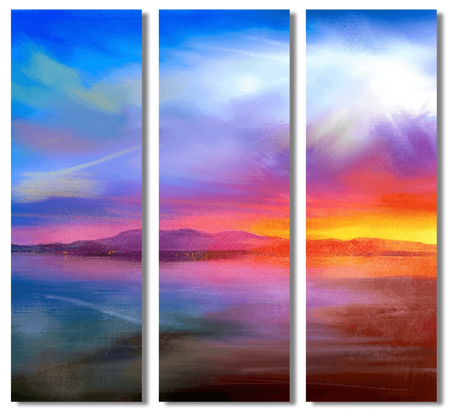 Arran Sunset Triptych  | Statement Interior Wall Art from Scotland