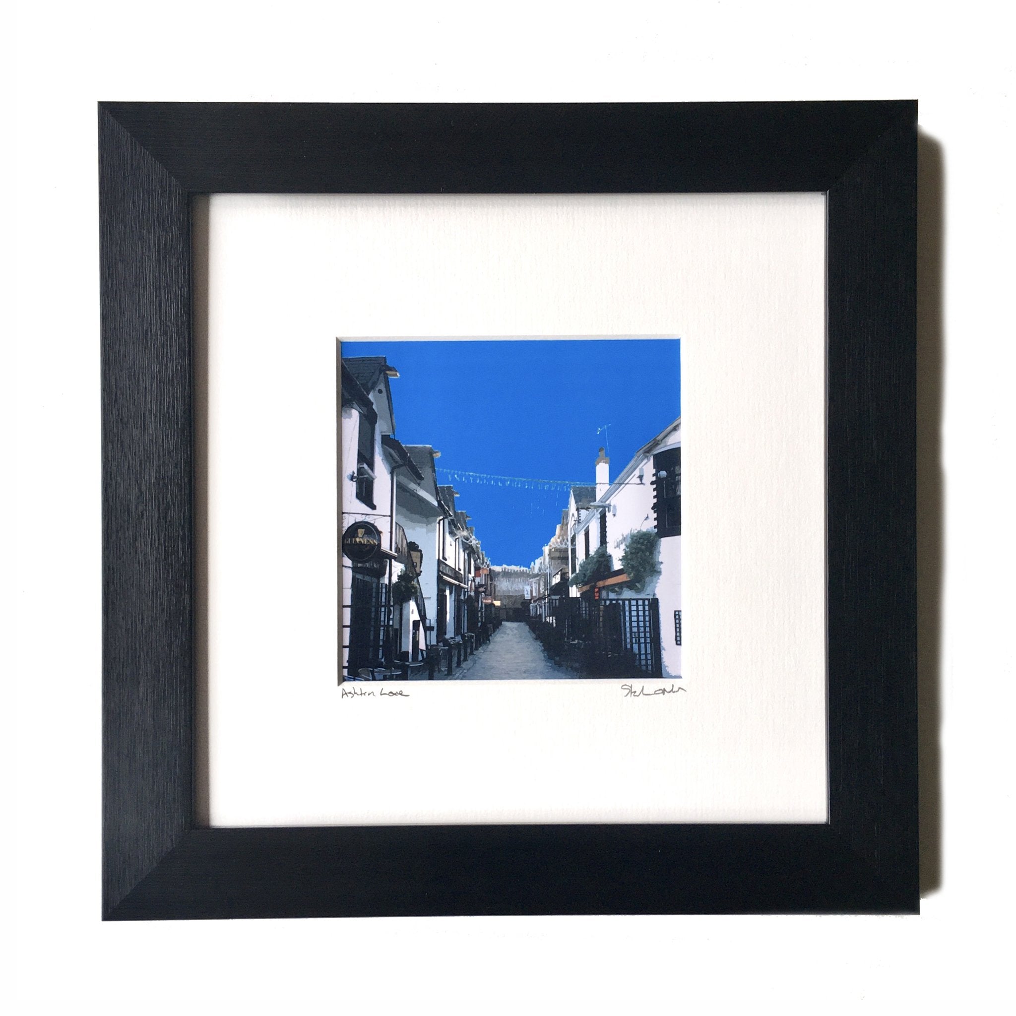 Ashton Lane Framed (Blue) - The Nancy Smillie Shop - Art, Jewellery & Designer Gifts Glasgow