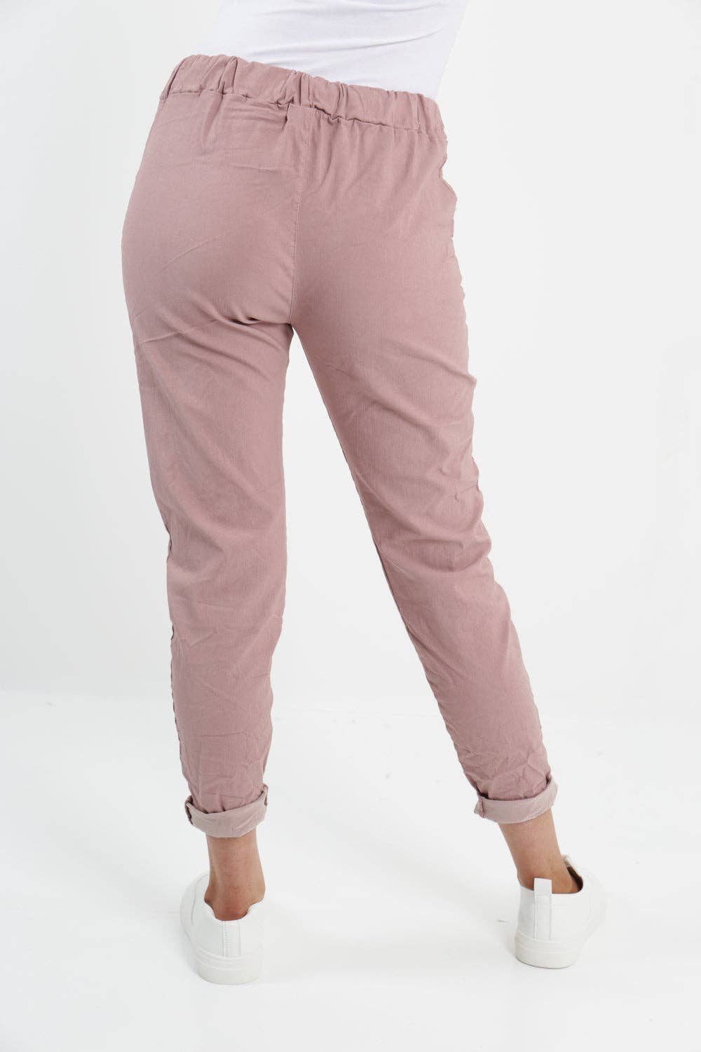 Womens Plain Magic Pants Italian Multi Colours: Beige / One Size (UK 10-14)