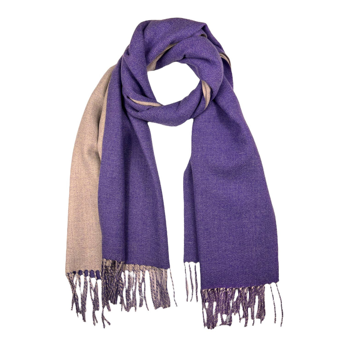 Reversible two tone coloured plain cashmere blend scarf: Sage