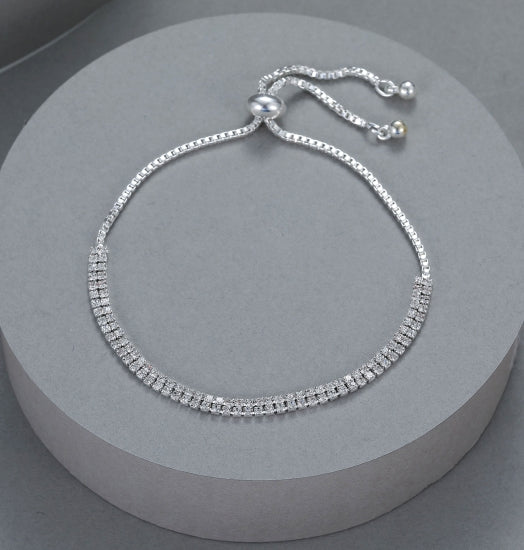 Silver Diamond Square Bracelet