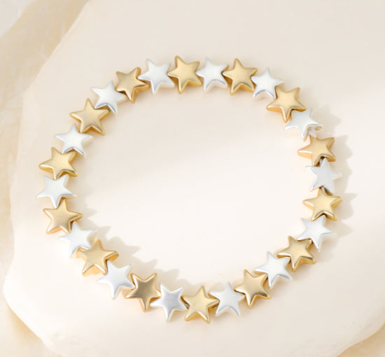 Silver and Gold Star Bracelet