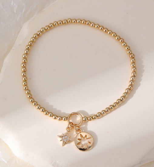 gold small bead star bracelet