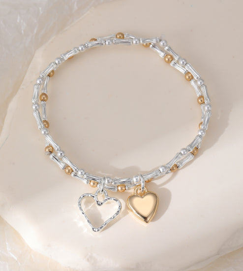 silver 2 heart bracelet