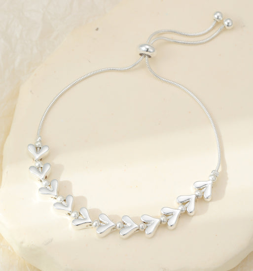 Silver heart and Ball Bracelet