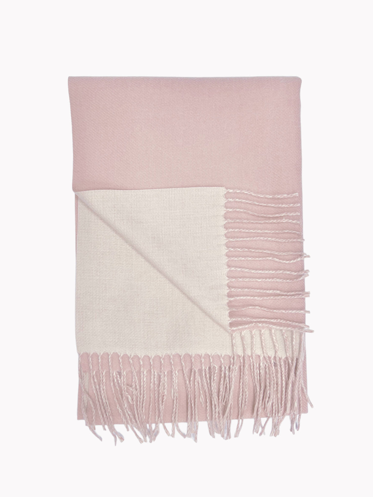 Reversible two tone coloured plain cashmere blend scarf: S