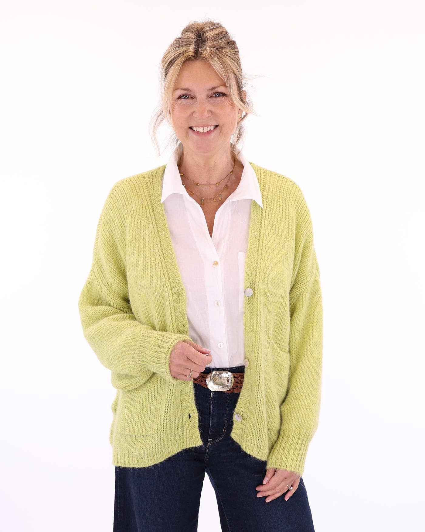Alpaca Blend Pocket Cardi: Cream