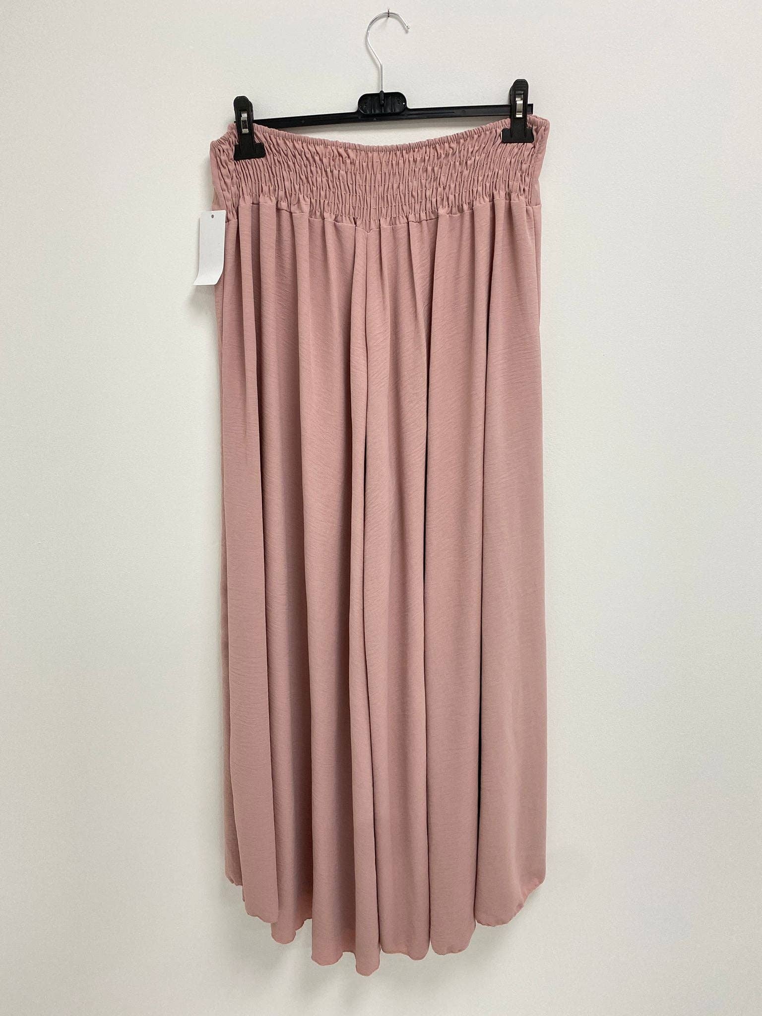 Italian Plain Palazzo Trousers: Beige / One Size (UK 10-24)