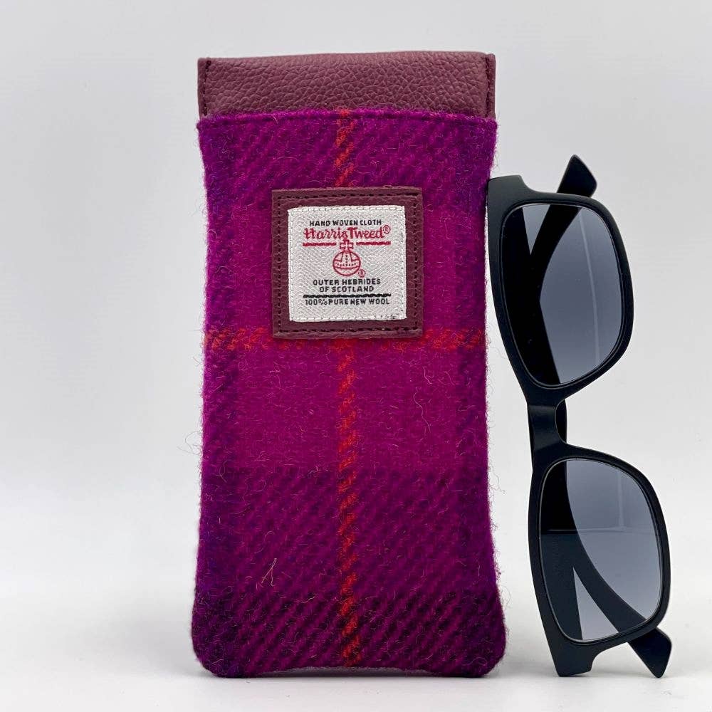 Harris Tweed Glasses Sleeve Purple Check