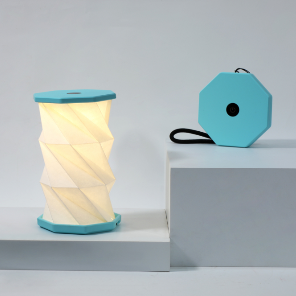 Mini Twist Hexagon Lamp: Walnut Drift