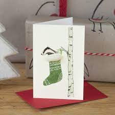 Badger in a Stocking Card - The Nancy Smillie Shop - Art, Jewellery & Designer Gifts Glasgow