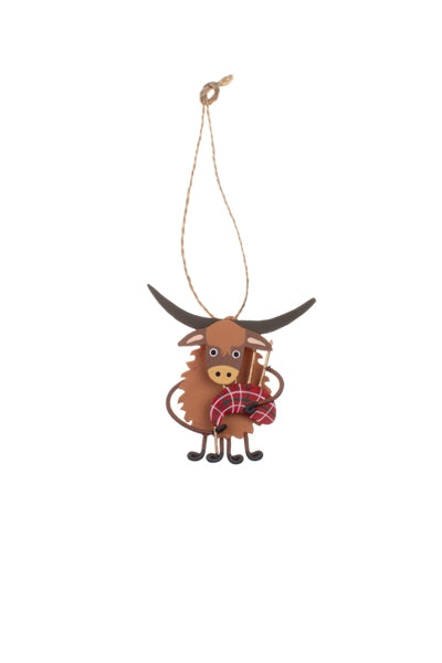 Bagpiping Coo Decoration - The Nancy Smillie Shop - Art, Jewellery & Designer Gifts Glasgow