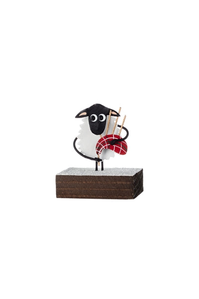 Bagpiping Sheep on Block - The Nancy Smillie Shop - Art, Jewellery & Designer Gifts Glasgow