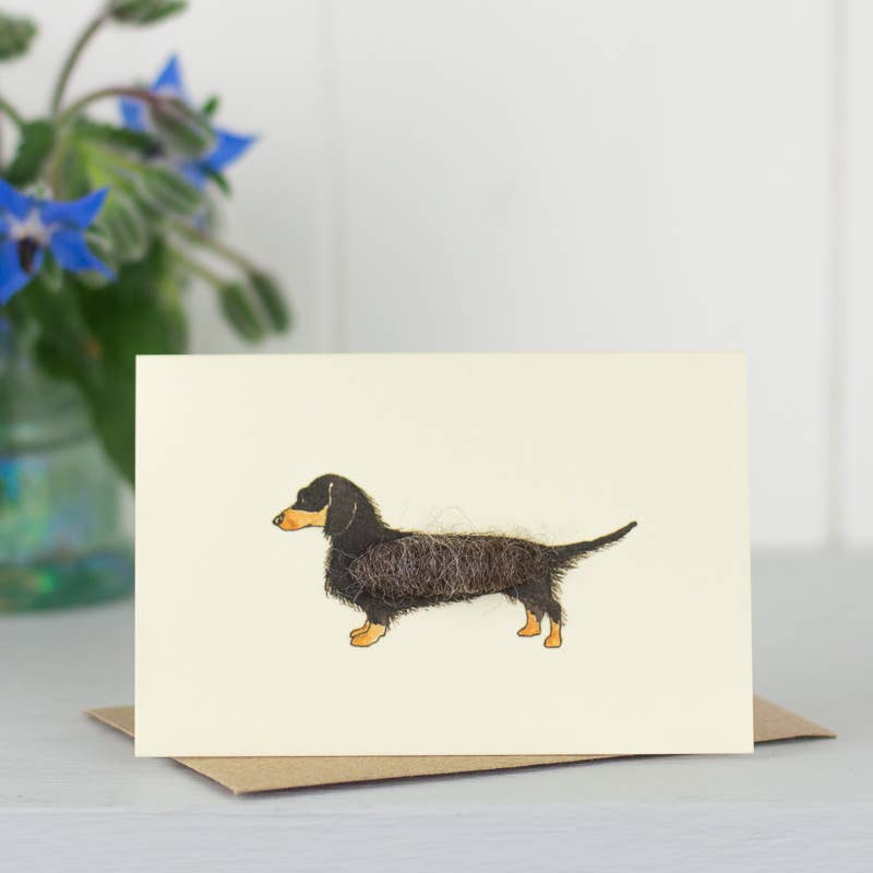 Dachshund Mini Card with Wool Finish | 3D Greeting Card