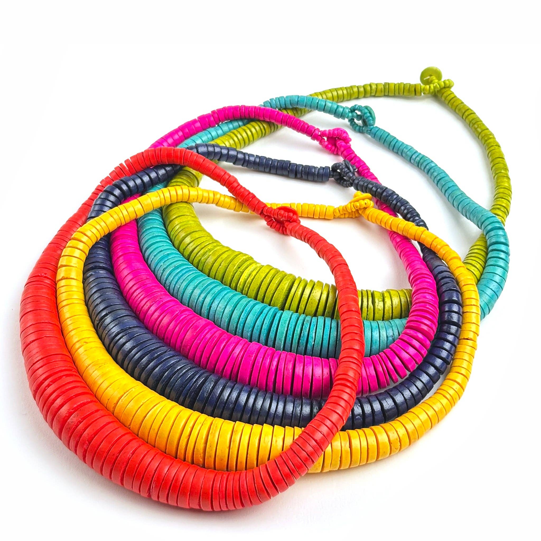 NK601 Graduated Coco Disc Necklaces: Lime-green