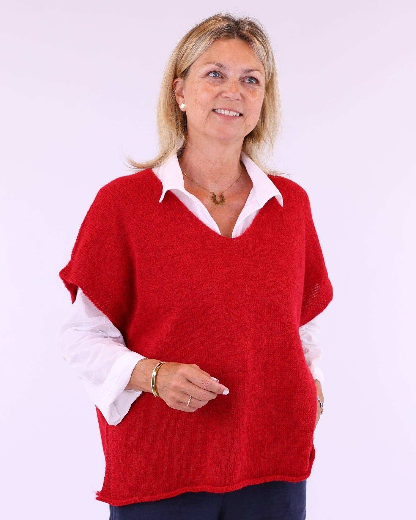 Alpaca Blend V Neck Tunic: Truffle