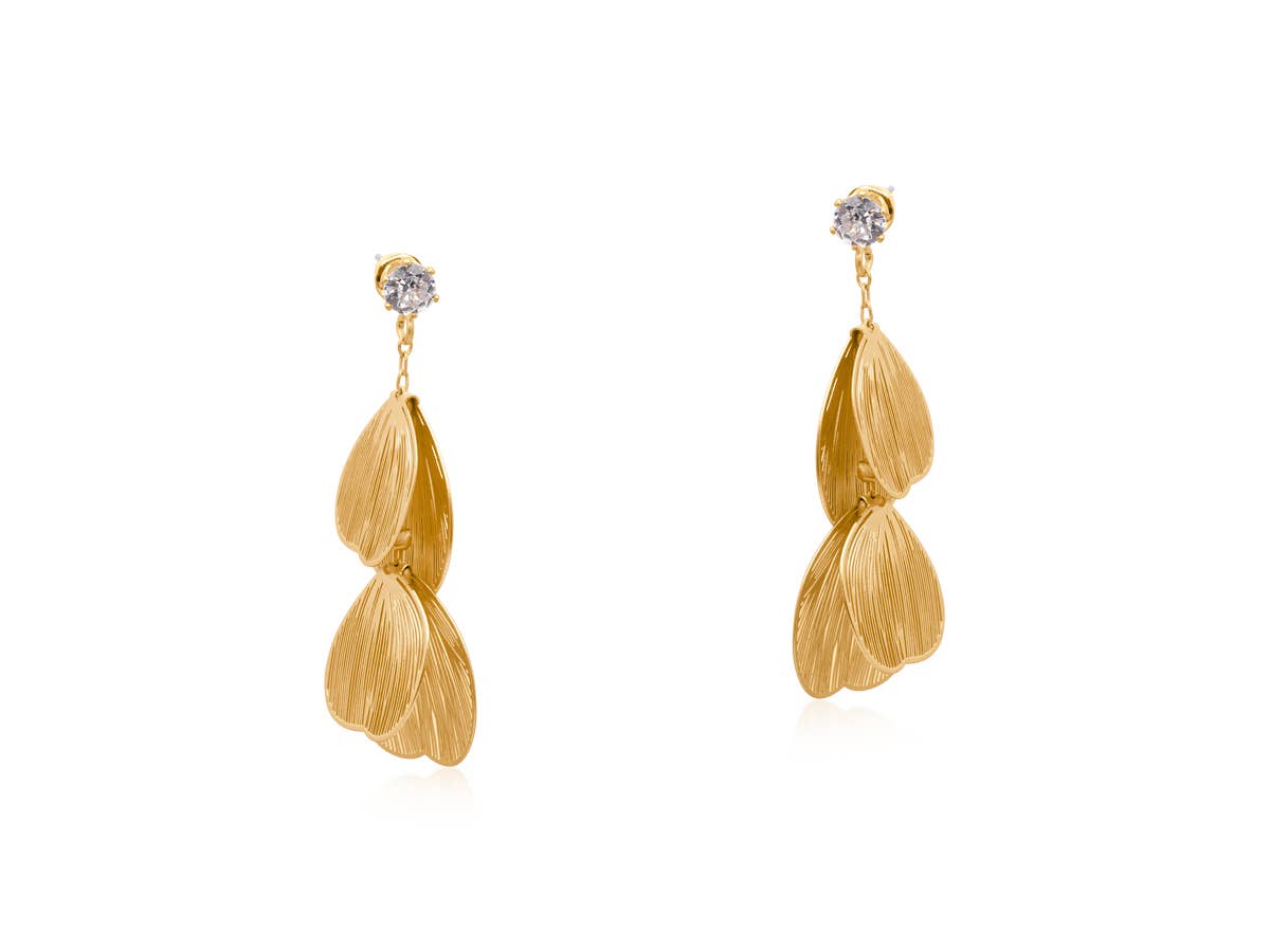 Malena Feather Dangle Earrings: Silver