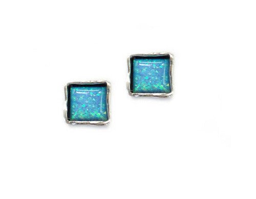 Big Square Opal Studs - The Nancy Smillie Shop - Art, Jewellery & Designer Gifts Glasgow