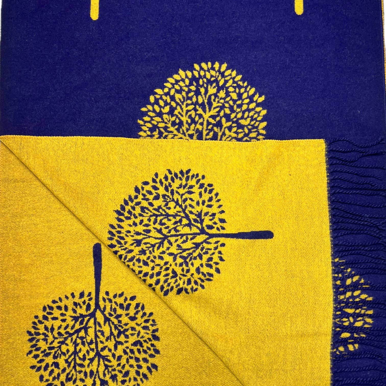 Big tree of life print scarf on cashmere blend scarf: Mustard - Scarves! - Scotland