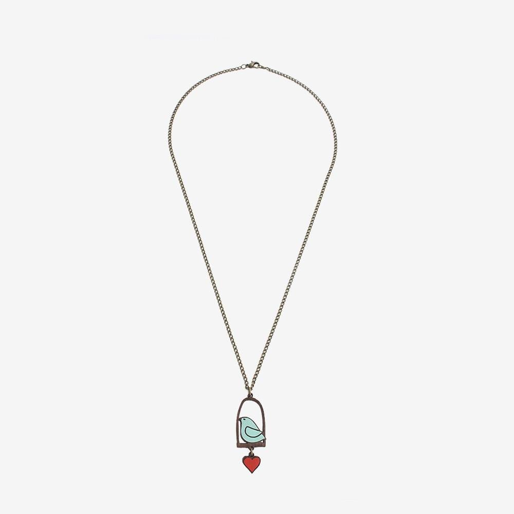 Bird & Love Heart Necklace - The Nancy Smillie Shop - Art, Jewellery & Designer Gifts Glasgow