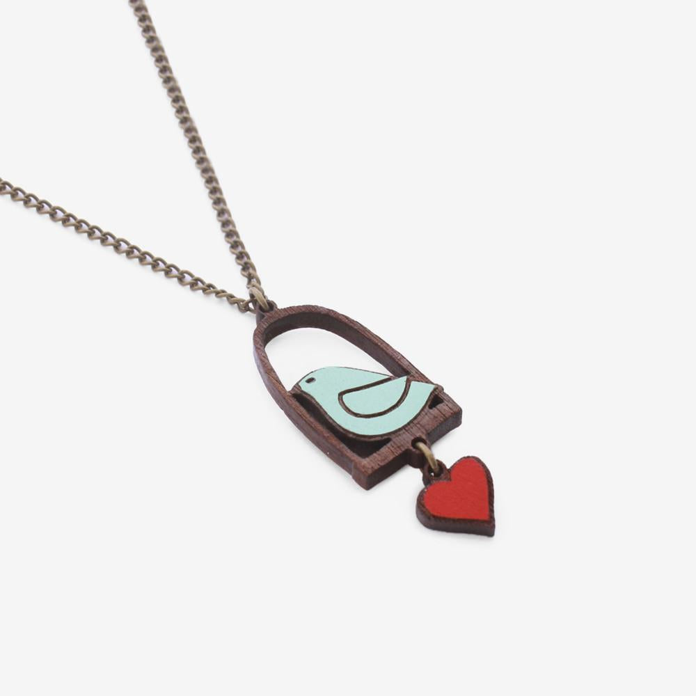 Bird & Love Heart Necklace - The Nancy Smillie Shop - Art, Jewellery & Designer Gifts Glasgow