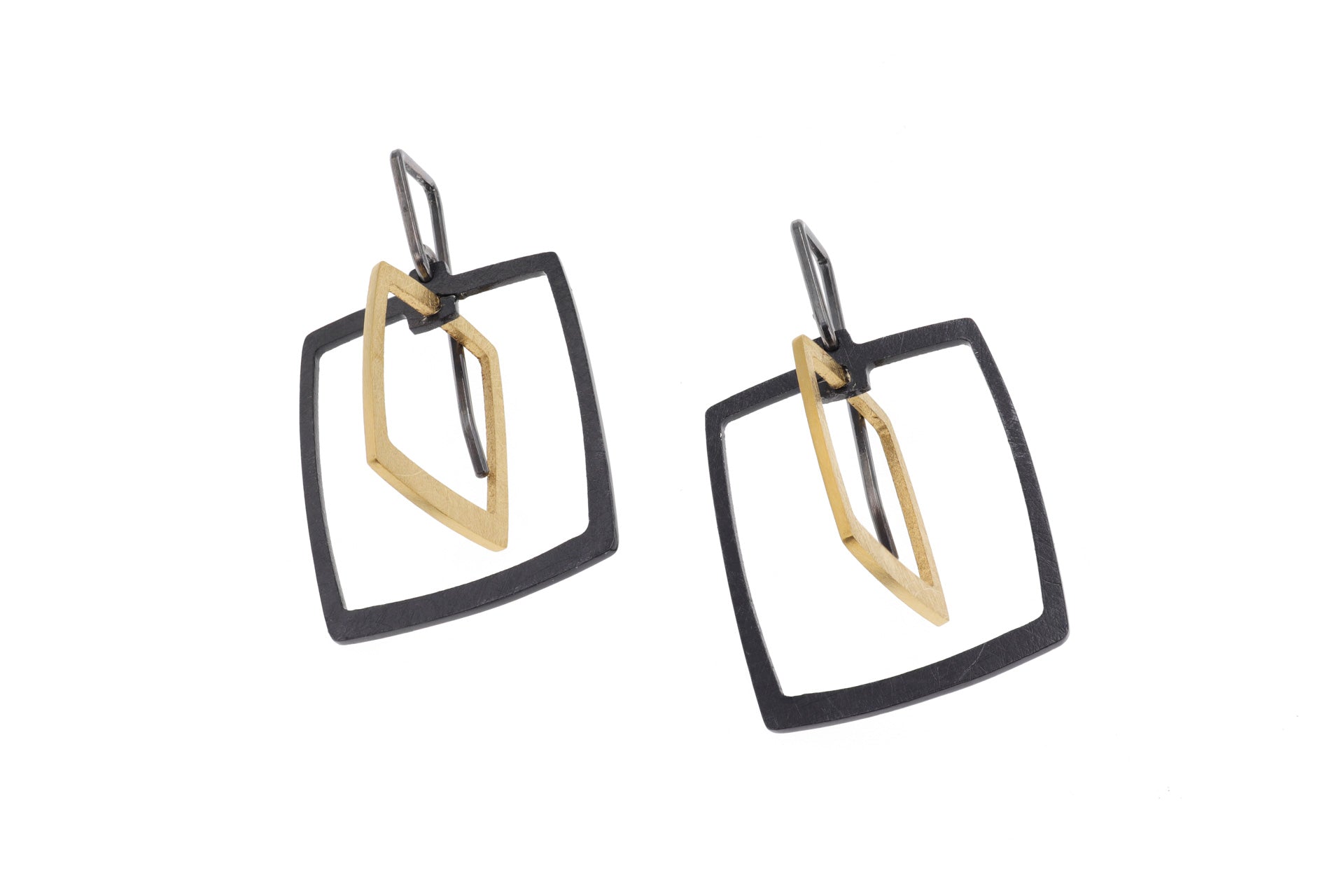 Black and Gold Square Earrings - The Nancy Smillie Shop - Art, Jewellery & Designer Gifts Glasgow