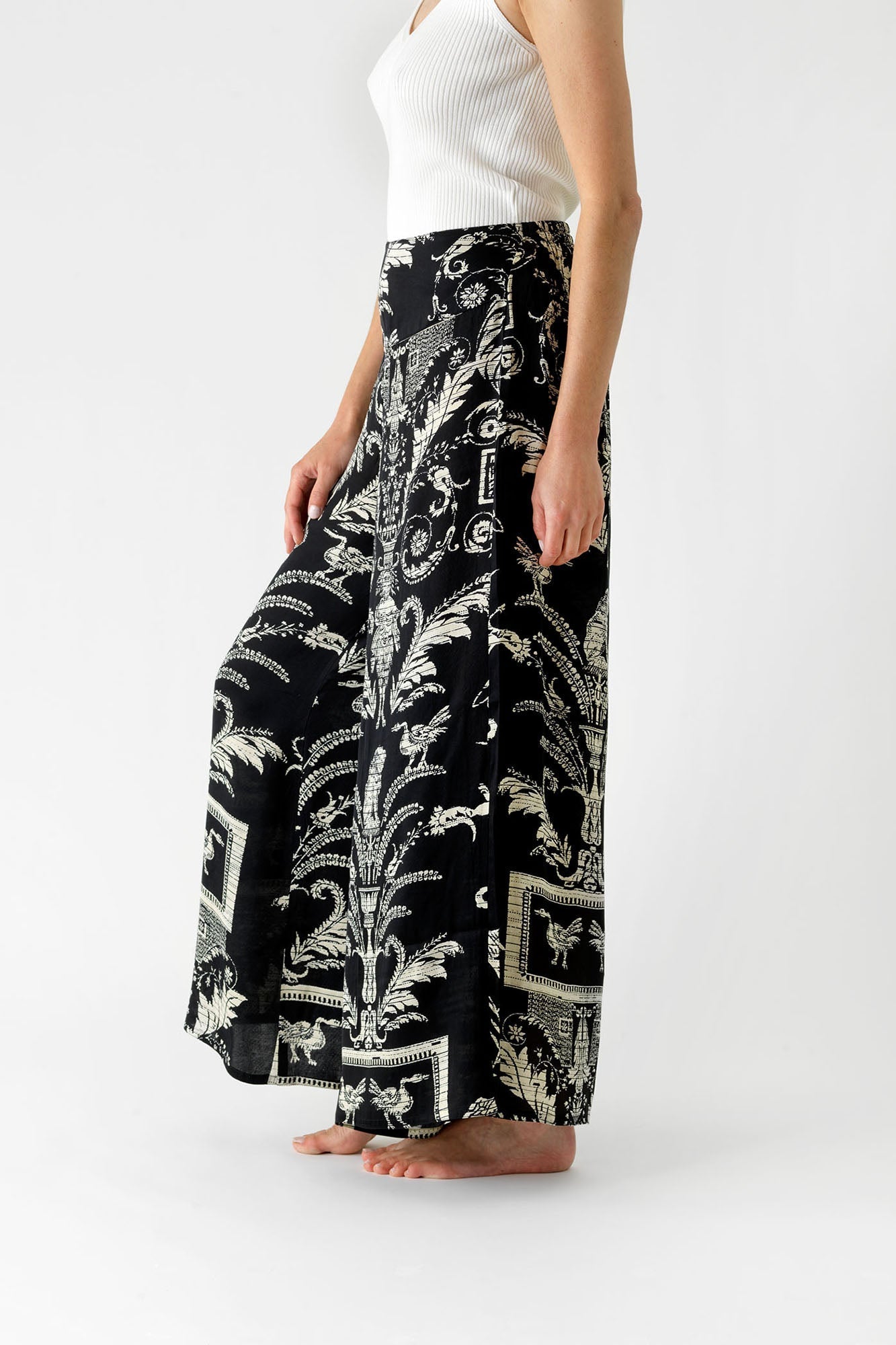 Black Damask Palazzo Pants - The Nancy Smillie Shop - Art, Jewellery & Designer Gifts Glasgow
