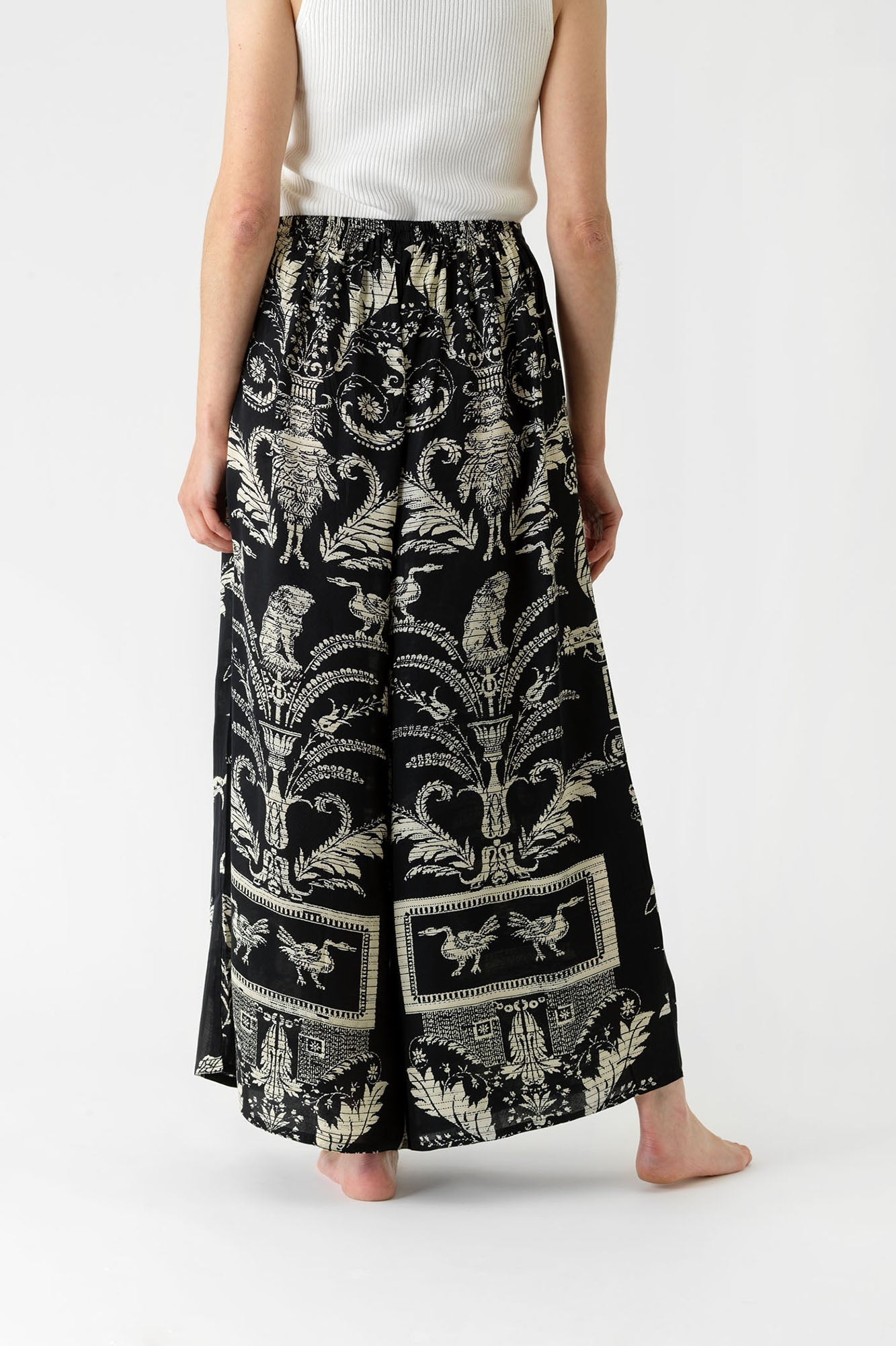 Black Damask Palazzo Pants - The Nancy Smillie Shop - Art, Jewellery & Designer Gifts Glasgow