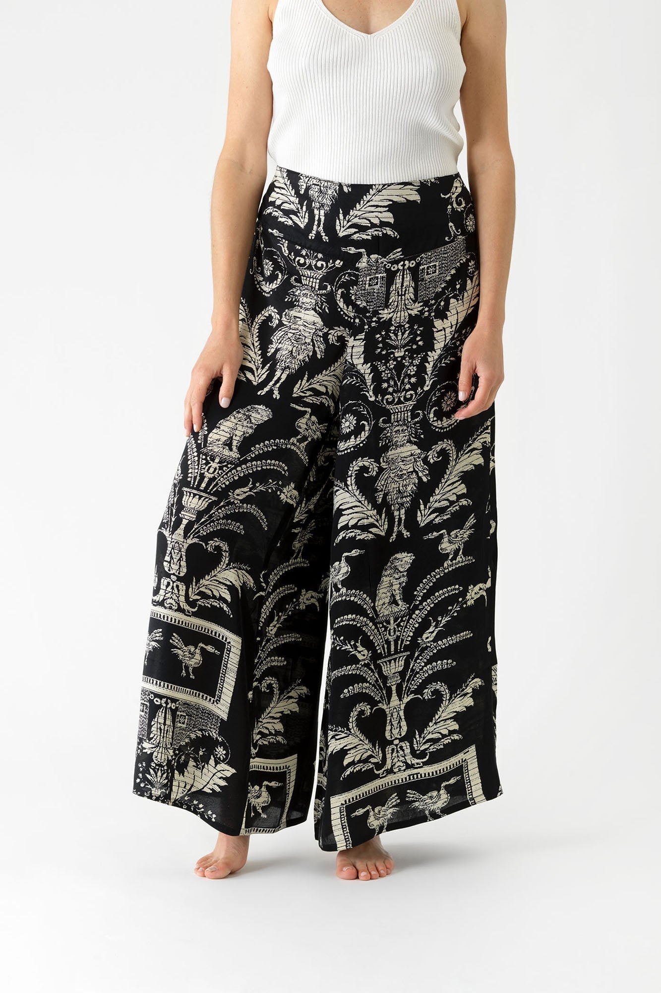 Black Damask Palazzo Pants - The Nancy Smillie Shop - Art, Jewellery & Designer Gifts Glasgow