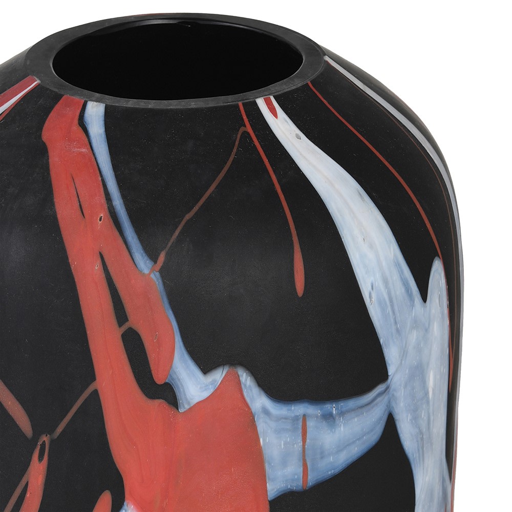 Black, Dark Orange and White Glass Vase - The Nancy Smillie Shop - Art, Jewellery & Designer Gifts Glasgow