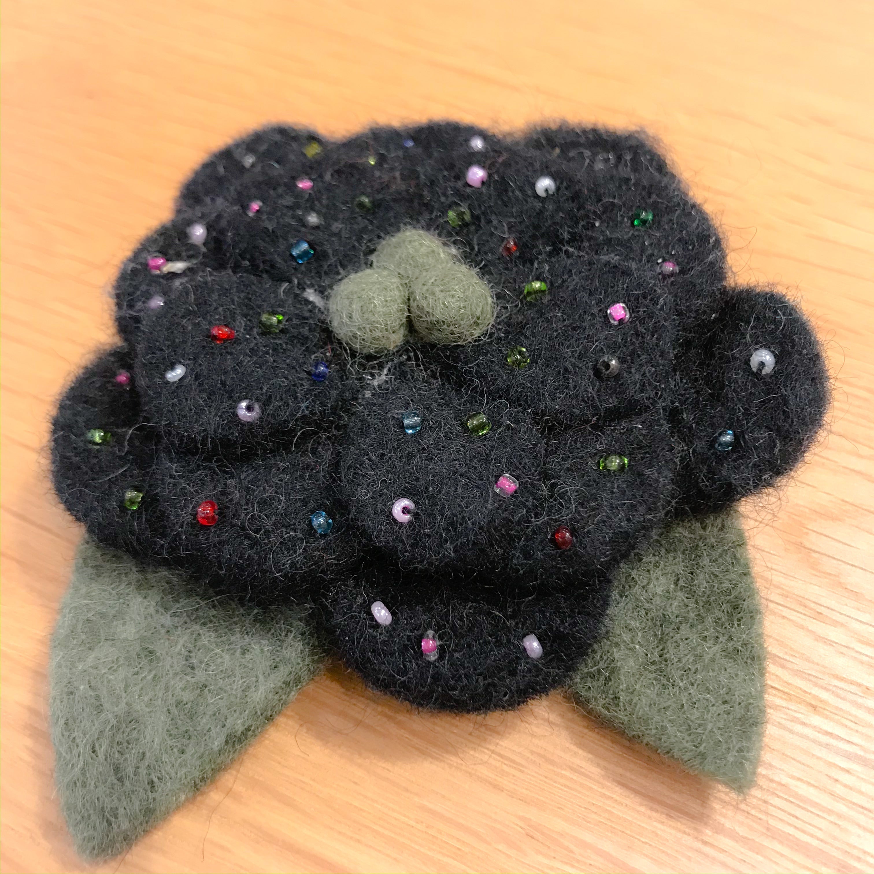 Black Flower Brooch - The Nancy Smillie Shop - Art, Jewellery & Designer Gifts Glasgow