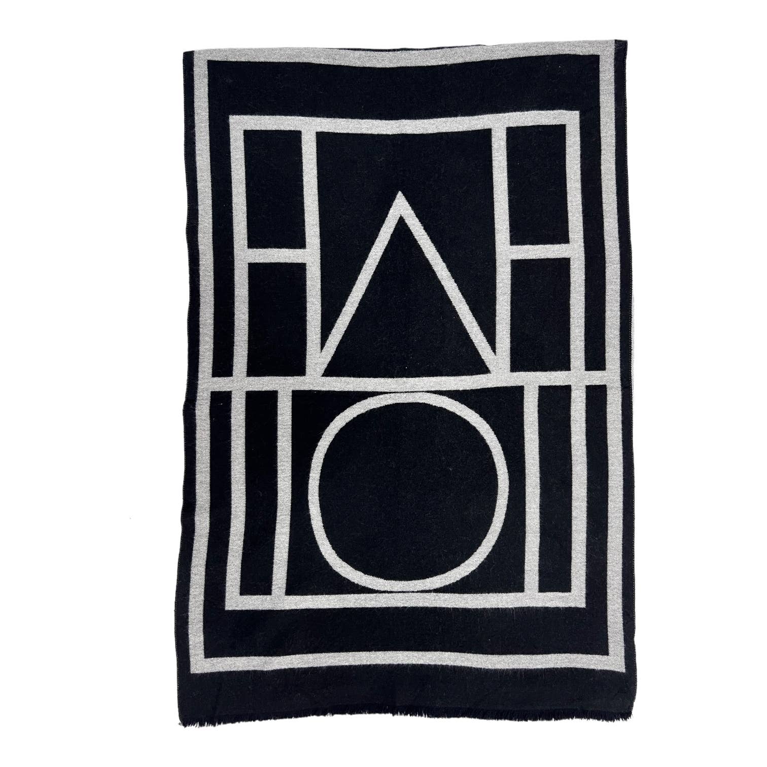 Black Geometric print cashmere blend winter scarf: - Scarves! - Scotland