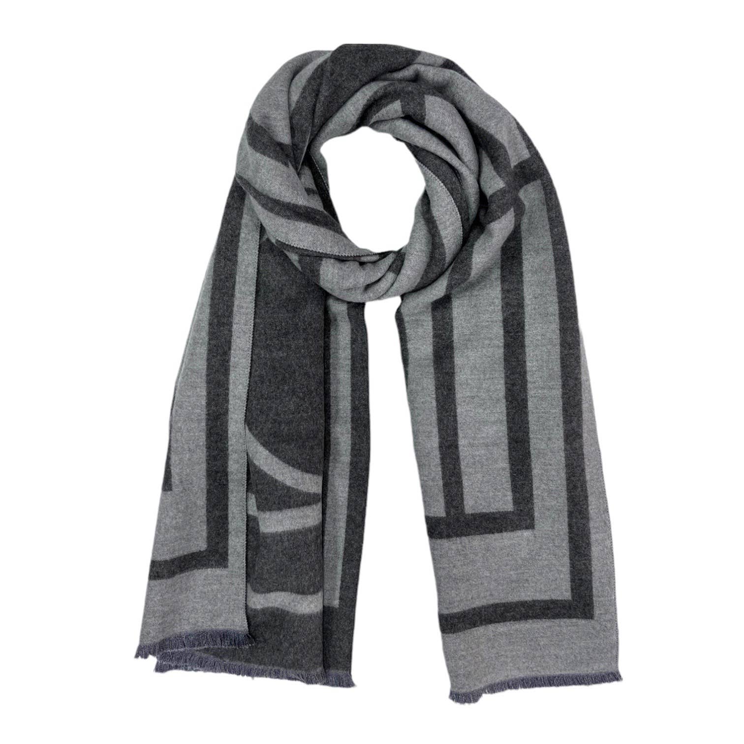 Black Geometric print cashmere blend winter scarf: - Scarves! - Scotland