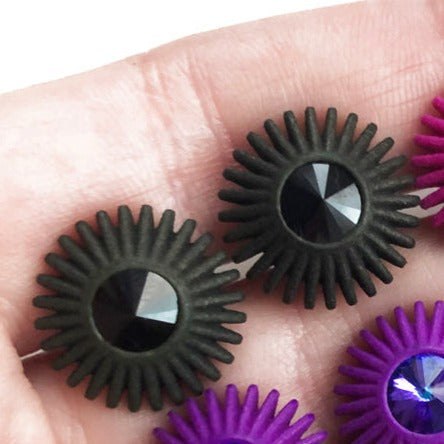 Black Mini Crystal Studs - The Nancy Smillie Shop - Art, Jewellery & Designer Gifts Glasgow