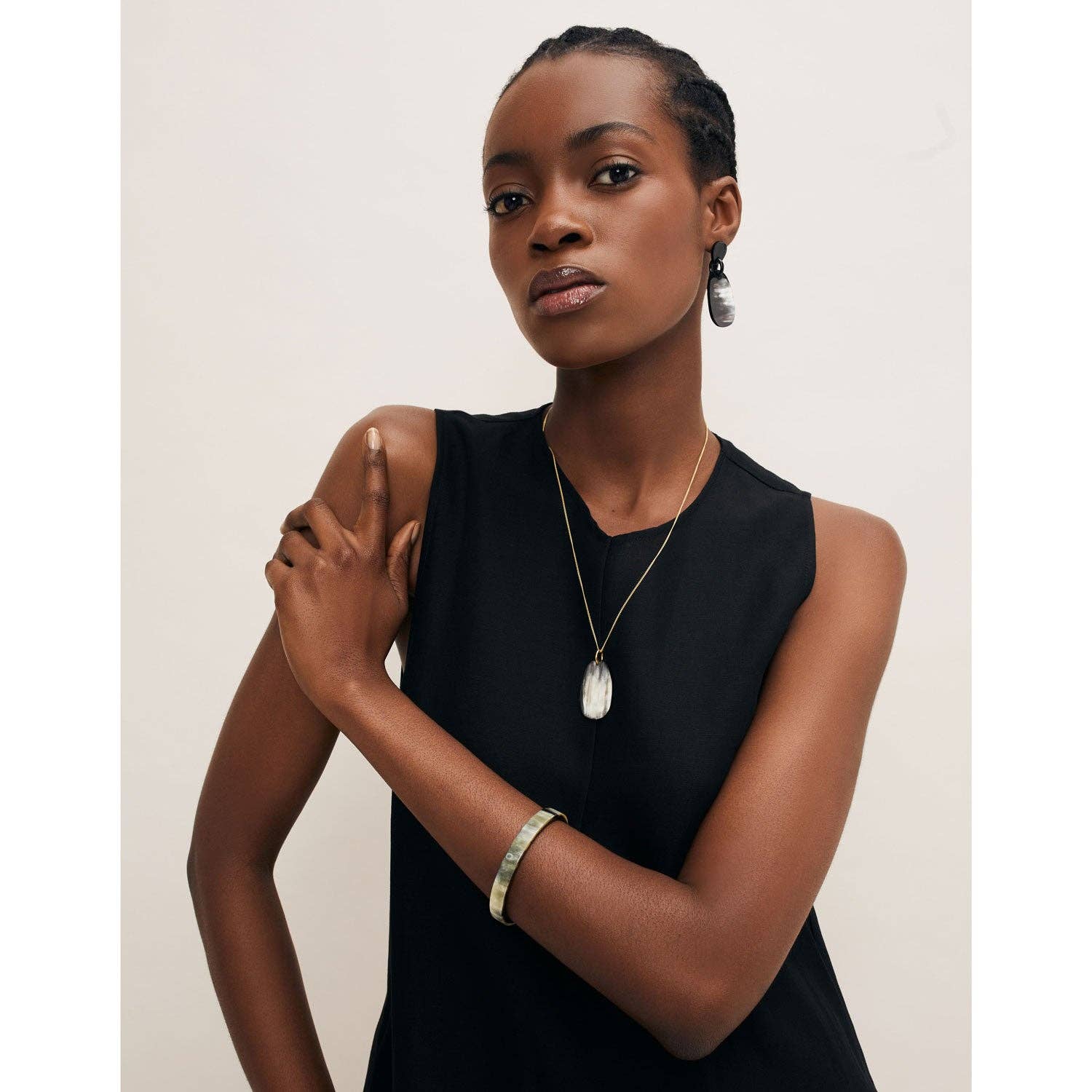 Black oval horn pendant - Gold | The Nancy Smillie Shop - Art, Jewellery & Designer Gifts Glasgow Scotland