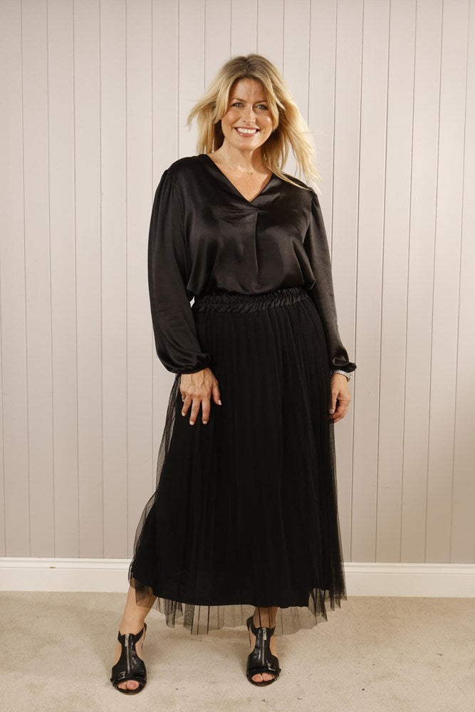 Black Pleated Tulle Skirt - Clothing - Scotland