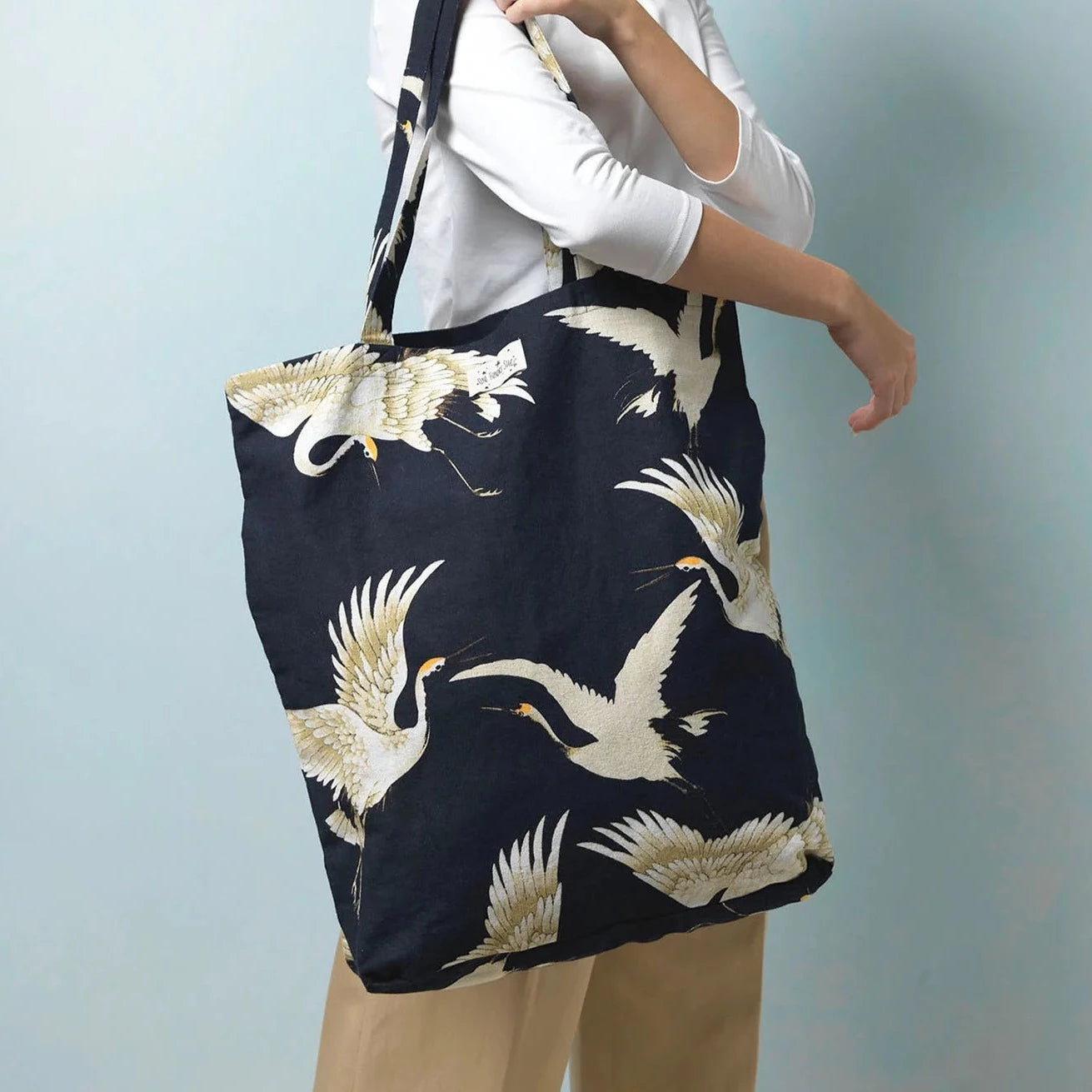 Black Stork Canvas Bag - The Nancy Smillie Shop - Art, Jewellery & Designer Gifts Glasgow