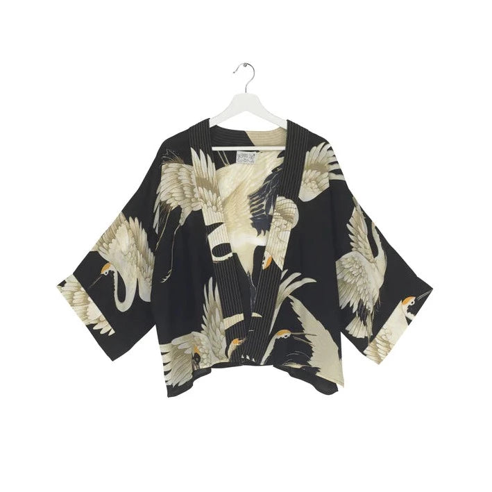 Black Stork Crepe Kimono - The Nancy Smillie Shop - Art, Jewellery & Designer Gifts Glasgow