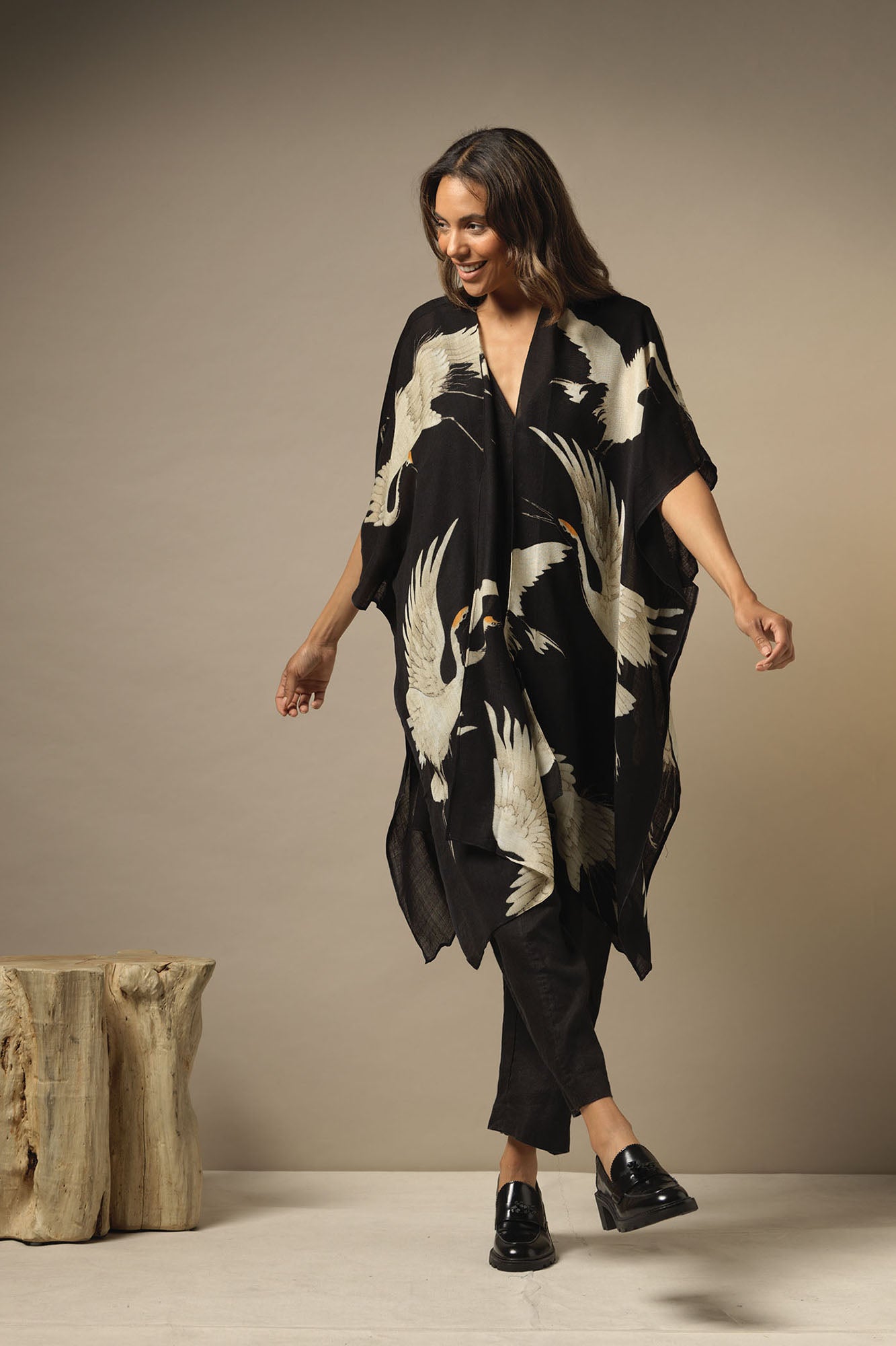 Black Stork Wool Throwover - The Nancy Smillie Shop - Art, Jewellery & Designer Gifts Glasgow