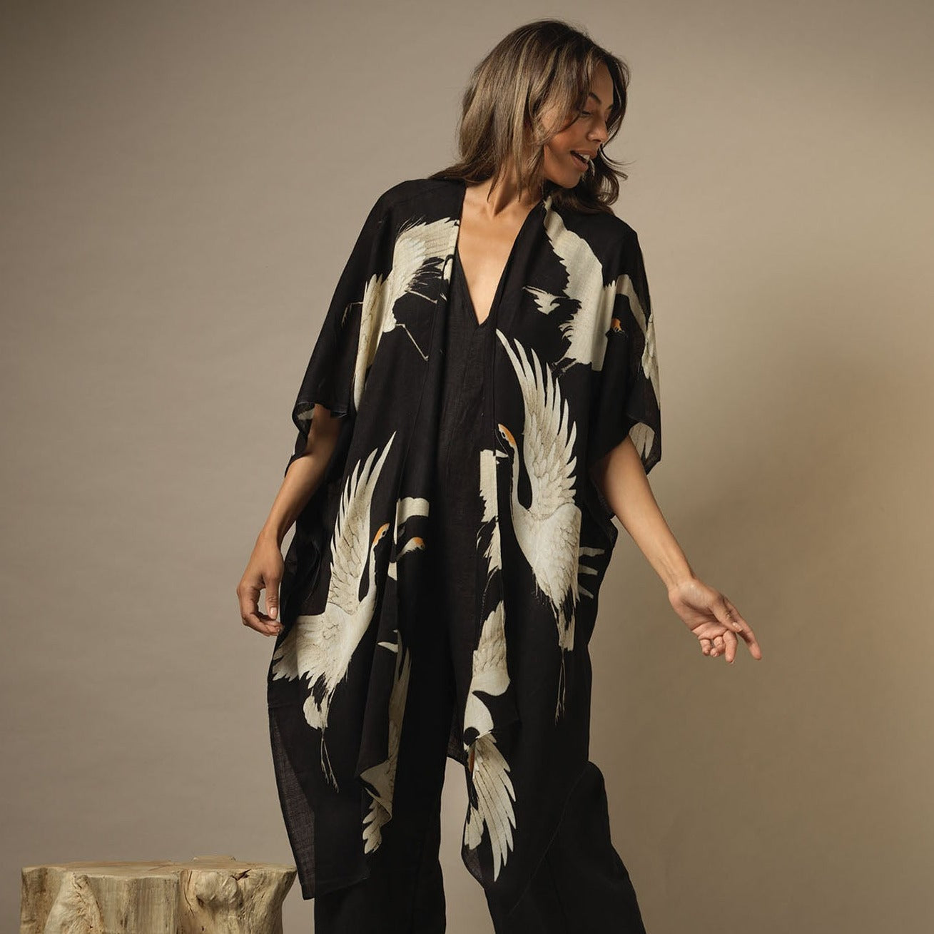 Black Stork Wool Throwover - The Nancy Smillie Shop - Art, Jewellery & Designer Gifts Glasgow