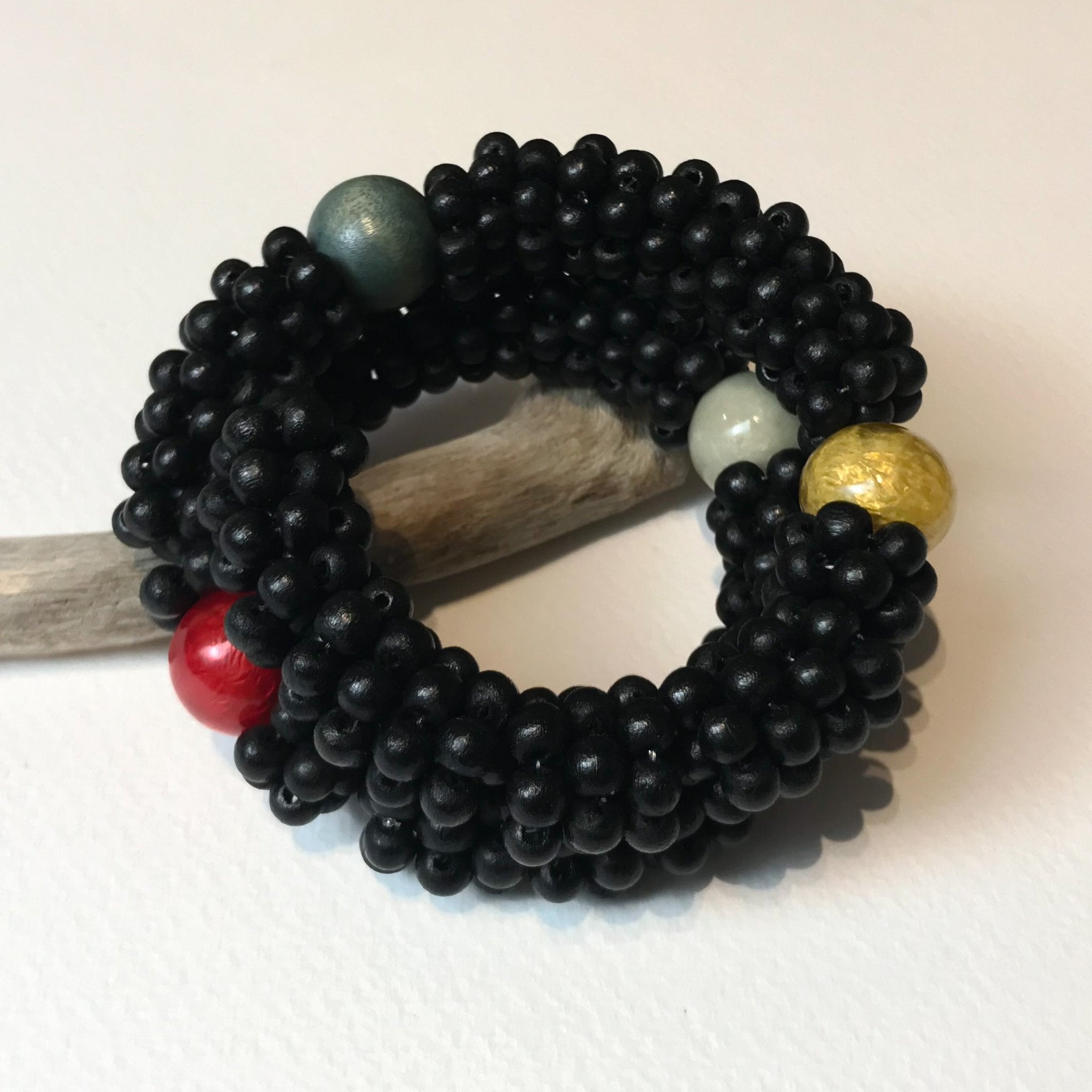 Black Wood & Capiz Bracelet - The Nancy Smillie Shop - Art, Jewellery & Designer Gifts Glasgow